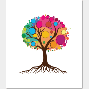 Tree of life with roots and colorful leaves 02 Posters and Art